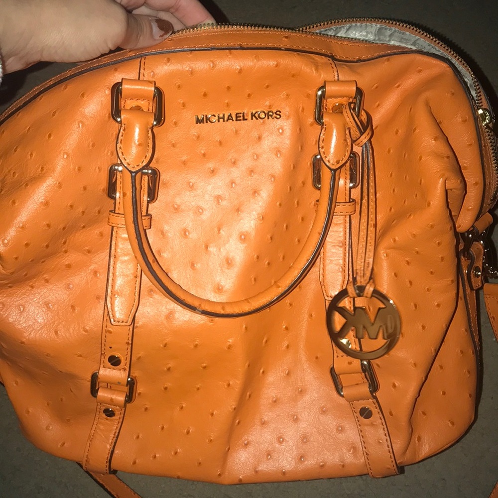 Authentic Michael Kors Orange Ostrich Purse